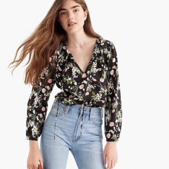J. Crew liberty of London Poppy dream peasant top - Picture 1 of 8